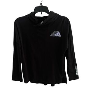 ADIDAS BOYS BLACK LONG SLEEVE COTTON HOODIE SHIRT SIZE MEDIUM 10/12